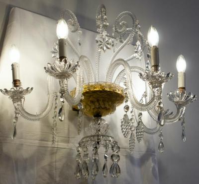 Pair of Amazing Crystal Scones or Wall Lights Italy 1940