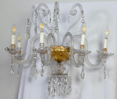 Pair of Amazing Crystal Scones or Wall Lights Italy 1940
