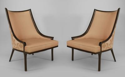 Pair of American 1950s Ebonized Armchairs