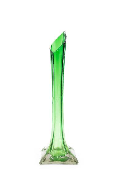 Pair of American Art Deco Green Glass Bud Vases