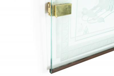 Pair of American Art Deco Revival Etched Frosted Glass Doors by Dennis Abbe