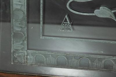 Pair of American Art Deco Revival Etched Frosted Glass Doors by Dennis Abbe