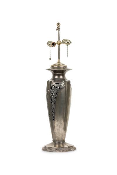 Pair of American Art Deco Silver Table Lamps