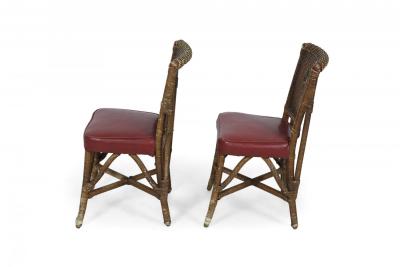 Pair of American Art Deco Style Wicker Side Chairs