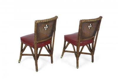 Pair of American Art Deco Style Wicker Side Chairs