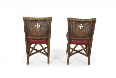 Pair of American Art Deco Style Wicker Side Chairs