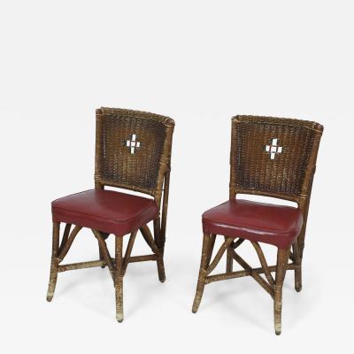 Pair of American Art Deco Style Wicker Side Chairs