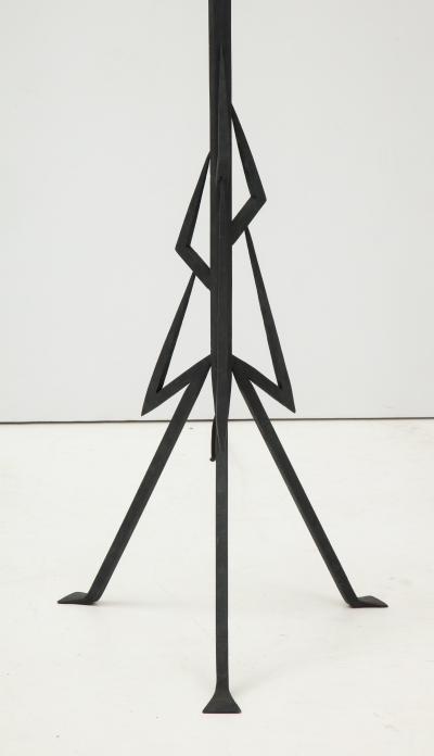 Pair of American Art Deco wrought iron floor lamps