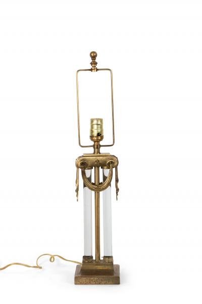 Pair of American Art Moderne Brass and Glass Table Lamps