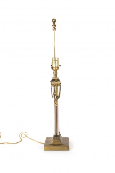 Pair of American Art Moderne Brass and Glass Table Lamps