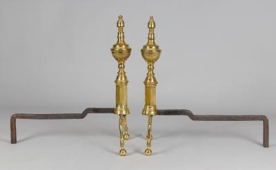 Pair of American Brass Andirons