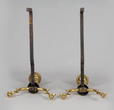 Pair of American Brass Andirons