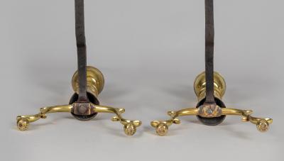 Pair of American Brass Andirons