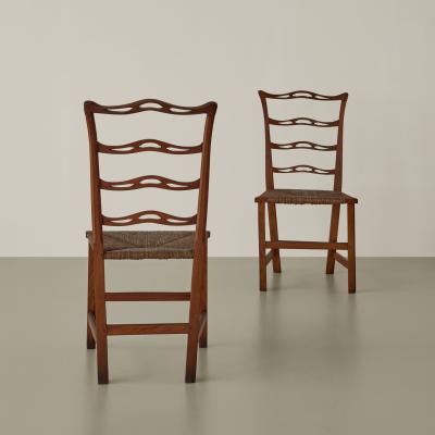 Pair of American Chippendale style ribbon back side chairs