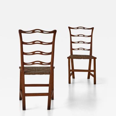 Pair of American Chippendale style ribbon back side chairs
