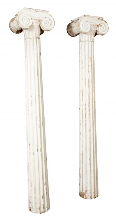 Pair of American Classical Carved And Painted Pine Ionic Columns