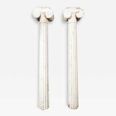 Pair of American Classical Carved And Painted Pine Ionic Columns