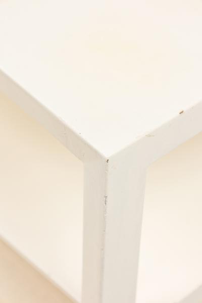 Pair of American Contemporary White Two Tier Concave End Table