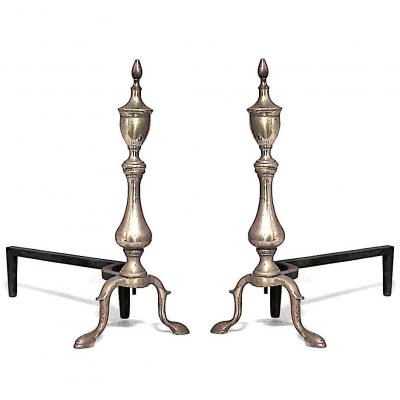 Pair of American Country Brass Andirons