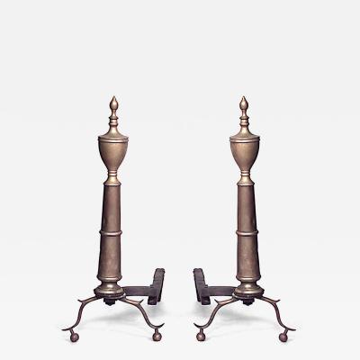Pair of American Country Brass Urn Andirons