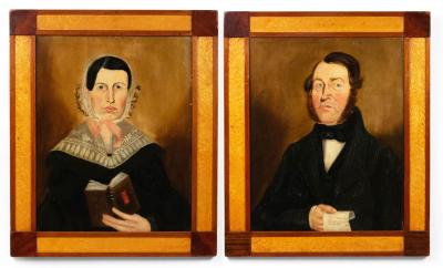 Pair of American Country Male and Female Portraits