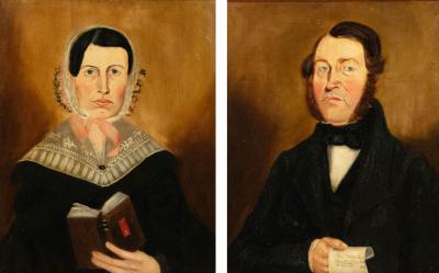 Pair of American Country Male and Female Portraits