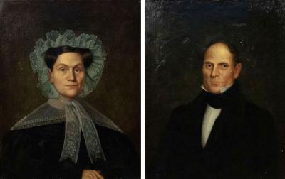 Pair of American Country Male and Female Portraits