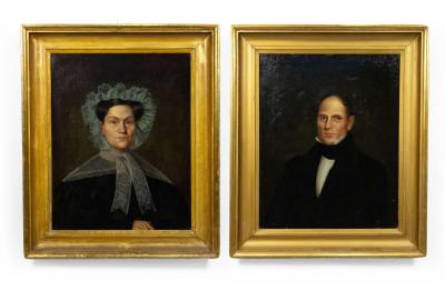 Pair of American Country Male and Female Portraits