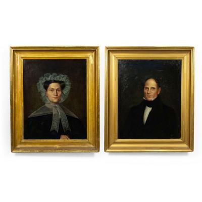 Pair of American Country Male and Female Portraits