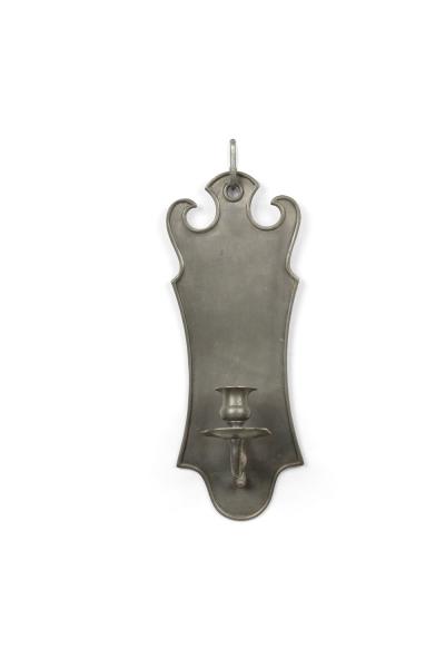 Pair of American Country Pewter Pediment Top Wall Sconces