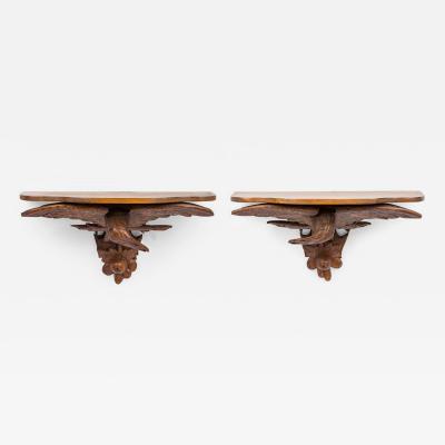 Pair of American Country Pine Eagle Shelves