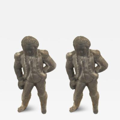 Pair of American Country Washington Iron Andirons