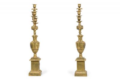 Pair of American Empire Bronze Dore Candelabras