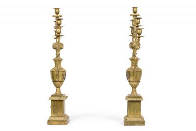 Pair of American Empire Bronze Dore Candelabras