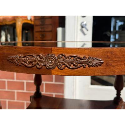 Pair of American Empire Mahogany Rectangular Lyre Base Pedestal Side Tables