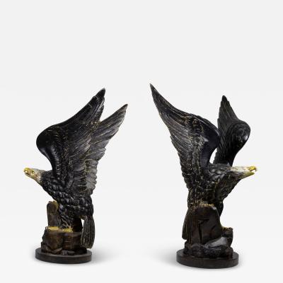 Pair of American Federal Style Carved Painted Bald Eagle Sculptures