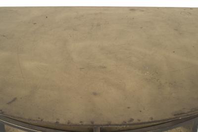 Pair of American Mid Century Brass and Steel D Shaped Demilune Console Tables