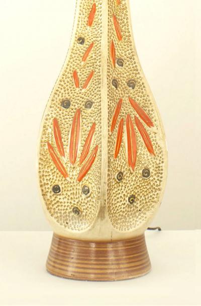Pair of American Mid Century Ceramic 6 Sided Textured Table Lamps
