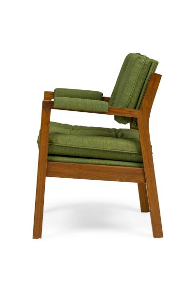 Pair of American Mid Century Green Upholstered Armchairs