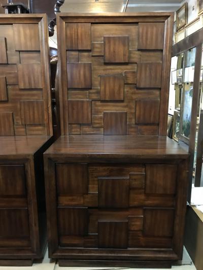 Pair of American Mid Century Mahogany Bedside Tables Commodes