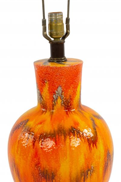 Pair of American Mid Century Orange Porcelain Table Lamp