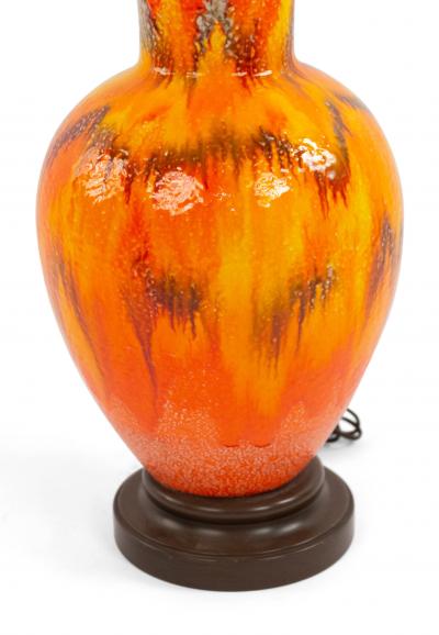 Pair of American Mid Century Orange Porcelain Table Lamp