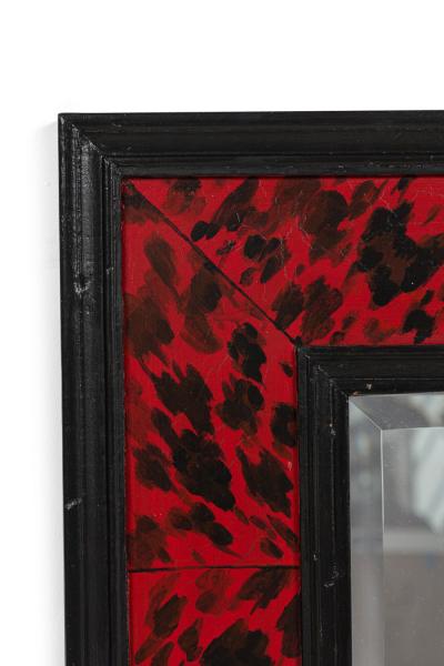 Pair of American Mid Century Style Black and Red Imitation Tortoise Shell Mirror