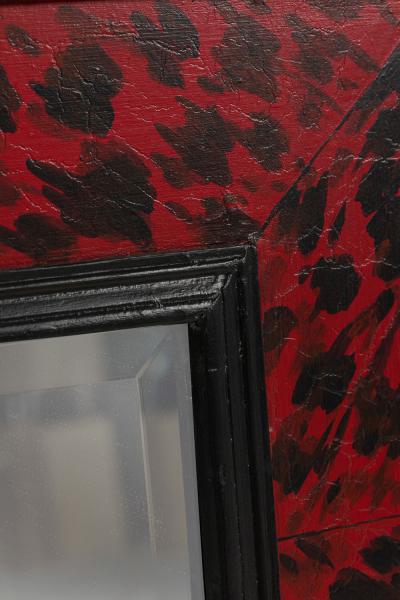 Pair of American Mid Century Style Black and Red Imitation Tortoise Shell Mirror