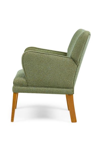 Pair of American Mid Century Teal Wide Back Armchairs