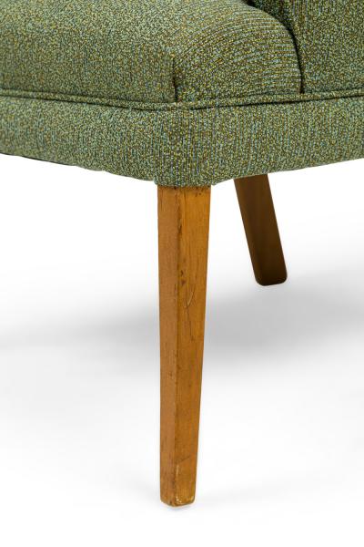Pair of American Mid Century Teal Wide Back Armchairs