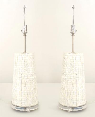 Pair of American Mid Century Tessellated Table Lamps