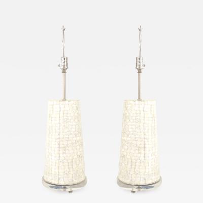 Pair of American Mid Century Tessellated Table Lamps