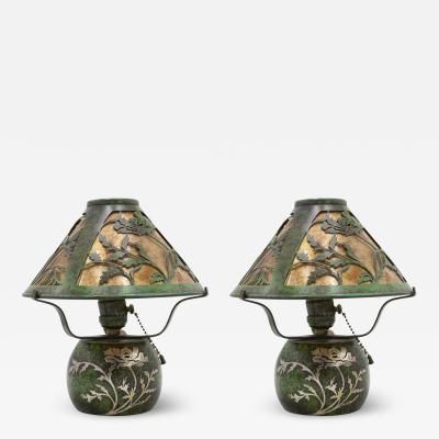 Pair of American Mission Heintz Art Metal Table Lamps