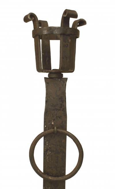 Pair of American Mission Monumental Wrought Iron Andirons